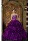 Purple Ball Gown Strapless Floor-length Organza Ruffles Quinceanera Dress