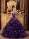 Purple Ball Gown Sweetheart Floor-length Ruffles Organza Quinceanera Dress