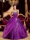 Purple Ball Gown Sweetheart Floor-length Taffeta and Tulle Appliques Quinceanera Dress