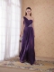 Purple Empire One Shoulder Floor-length Chiffon Beading and Ruch Prom Dress