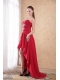 Red A-Line / Princess Sweetheart High-low Chiffon Beading Prom Dress