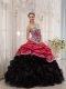 Red and Black Ball Gown Sweetheart Floor-length Quinceanera Dress