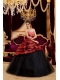 Red and Black Strapless Ball Gown Floor-length Zebra and Tulle Hand Made Flowers Quinceanera Dress