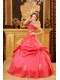 Red Ball Gown Strapless Floor-length Taffeta Beading and Appliques Quinceanera Dress