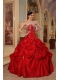 Red Ball Gown Strapless Floor-length Taffeta Beading and Embroidery Quinceanera Dress