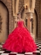 Red Ball Gown Sweetheart Floor-length Organza Ruffles Quinceanera Dress