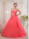 Red Ball Gown Sweetheart Floor-length Tulle Beading Quinceanera Dress
