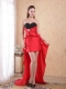 Red Column / Sheath Sweetheart High-low Beading Taffeta Prom Dress