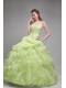 Spring Green Ball Gown Strapless Floor-length Orangza Beading and Ruffles Quinceanera Dress