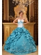 Turquoise Ball Gown Sweetheart Floor-length Ruffles And Embroidery Quinceanera Dress
