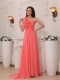Watermelon Empire One Shoulder Brush Train Chiffon Handle Flowers Prom / Pageant Dress