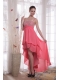 Watermelon Empire Straps High-low Chiffon Beading Prom Dress