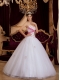 White A-line / Princess Sweetheart Floor-length Appliques Tulle Quinceanera Dress