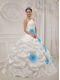 White Ball Gown One Shoulder Floor-length Taffeta Beading and Hand Made Flowers Quinceanera Dress
