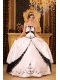 Baby Pink Ball Gown Strapless Floor-length Embroidery Satin Quinceanera Dress