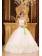 White Ball Gown Strapless Floor-length Organza and Taffeta Appliques Quinceanera Dress