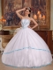 White Ball Gown Strapless Floor-length Organza Beading Quinceanera Dress