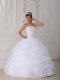 White Ball Gown Strapless Floor-length Organza Lace Quinceanera Dress
