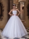 White Ball Gown Strapless Floor-length Satin and Tulle Embroidery Quinceanera Dress