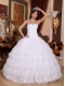 White Ball Gown Sweetheart Floor-length Taffeta and Tulle Beading Quinceanera Dress