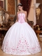 White Ball Gown Strapless Floor-length Taffeta Beading and Embroidery Quinceanera Dress