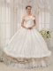 White Ball Gown Strapless Floor-length Taffeta Beading Quinceanera Dress