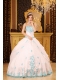White Ball Gown Sweetheart Floor-length Appliques Taffeta Quinceanera Dress