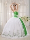White Ball Gown Sweetheart Floor-length Organza Embroidery Quinceanera Dress