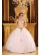 White Ball Gown Sweetheart Floor-length Tulle Appliques Quinceanera Dress