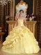 Yellow Ball Gown Floor-length Taffeta and Tulle Beading Quinceanera Dress