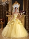 Yellow Ball Gown Strapless Floor-length Taffeta and Tulle Beading Sweet 16 Dress