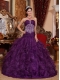 Purple A-line Sweetheart Floor-length Organza Beading Quinceanera Dress