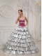 Silver and Fuchisa Ball Gown Quinceanera Dress A-line Strapless Beading Quinceanera Dress