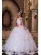 White Ball Gown Sweetheart Strapless Floor-length Organza Embroidery Quinceanera Dress