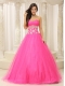 Quinceanera Dress With Sweetheart and Appliques Decorate Waist Tulle