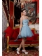 Prom / Homecoming Dress Light Blue A-line / Pricess Sweetheart Mini-length Organza Beading