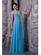 Prom Dress Aqua Blue Empire Straps Floor-length Chiffon Beading