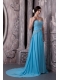 Prom Dress Aqua Blue Empire Sweetheart Court Train Chiffon Beading