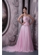 Prom Dress Baby Pink A-line Sweetheart Sweep Train Chiffon Beading