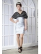 Prom Dress Black and Silver Column V-neck Mini-length Taffeta and Sequin