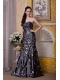 Prom Dress Black Column Strapless Floor-length Taffeta Sequins