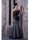 Prom Dress Black Mermaid Strapless Floor-length Organza Beading