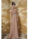 Prom Dress Brown Column One Shoulder Floor-length Chiffon Beading