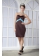 Prom Dress Brown Column Sweetheart Mini-length Satin Bow