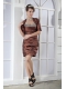 Prom Dress Brown Column Sweetheart Mini-length Taffeta Beading