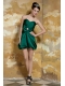 Prom Dress Dark Green Column Sweetheart Mini-length Taffeta Beading