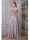 Prom Dress Grey Empire Strapless Floor-length Chiffon Beading