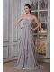 Prom Dress Grey Empire Sweetheart Brush Train Chiffon Beading