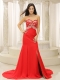 Prom Dress High Slit Sweetheart Appliques Decorate Bust