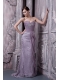 Prom Dress Lavender Column Sweetheart Brush Train Special Fabric and Chiffon Beading